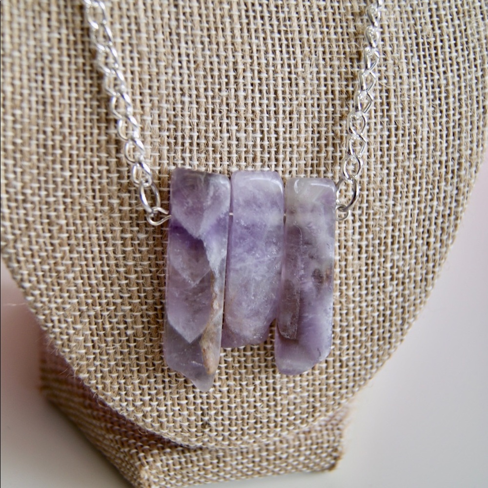 Amethyst Chevron Crystal Necklace